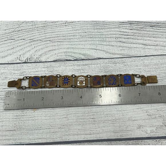 Vintage France Enamel Coat of Arms Link Bracelet Souvenir Heraldic Shields - Picture 13 of 13